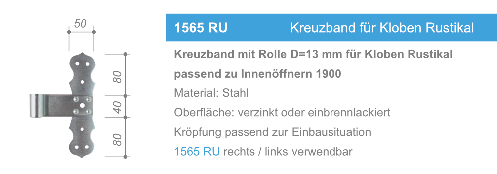 1565 RU Kreuzband für Kloben Rustikal